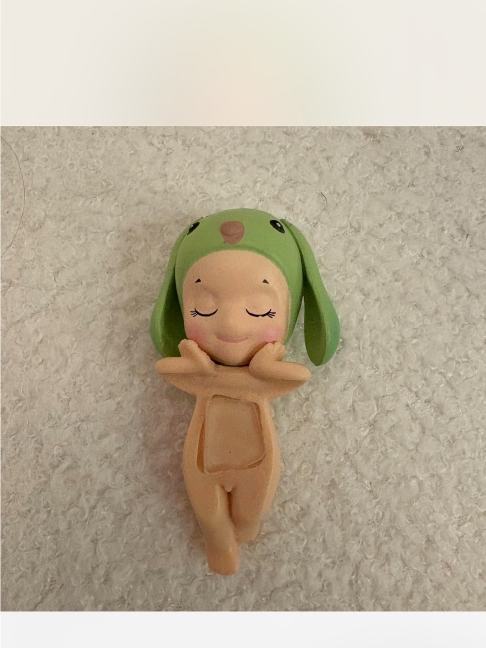 Green Bunny Figurine Kid’s Play Doll - Soft Poseable Toy